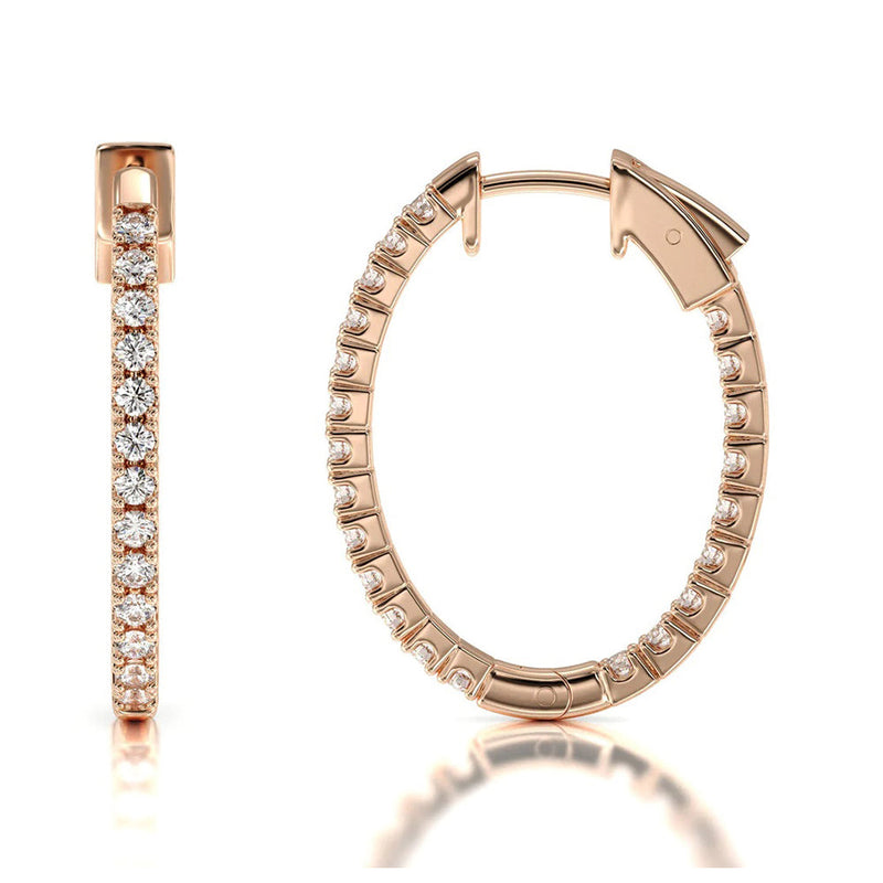 Inside Out Diamond Oval Hoops