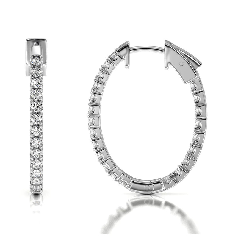 Inside Out Diamond Oval Hoops