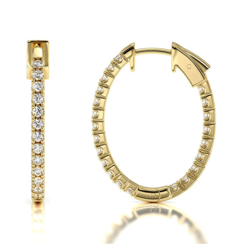 Inside Out Diamond Oval Hoops