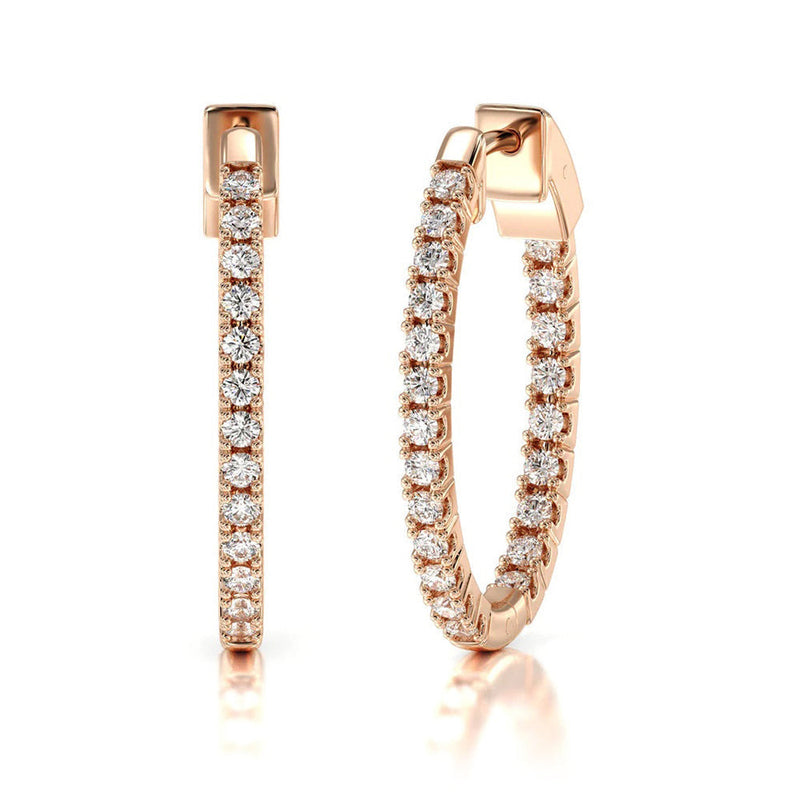 Inside Out Diamond Oval Hoops