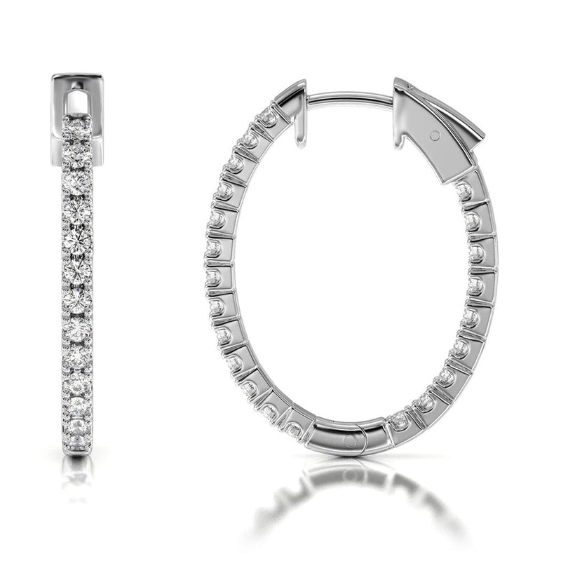 Inside Out Diamond Oval Hoops