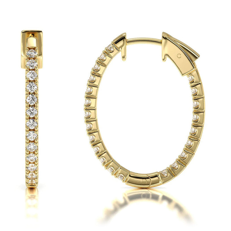 Inside Out Diamond Oval Hoops