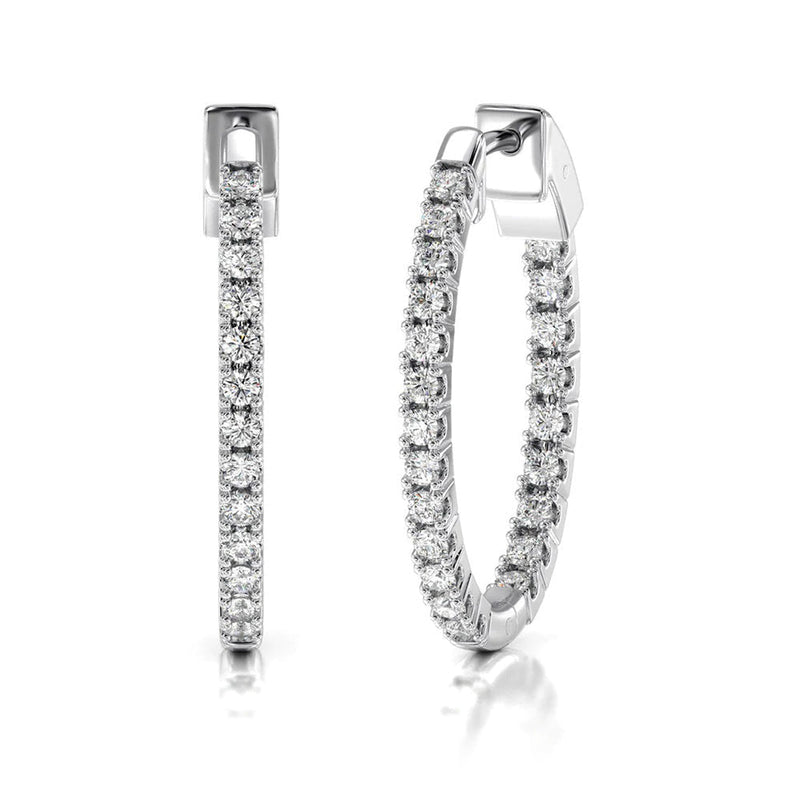 Inside Out Diamond Oval Hoops