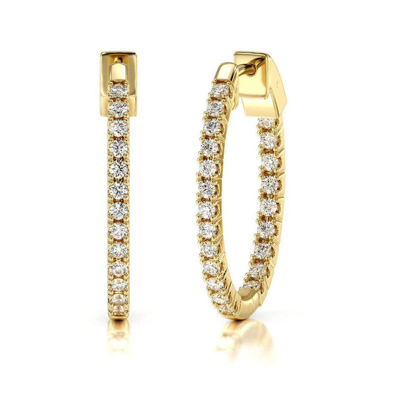 Inside Out Diamond Oval Hoops
