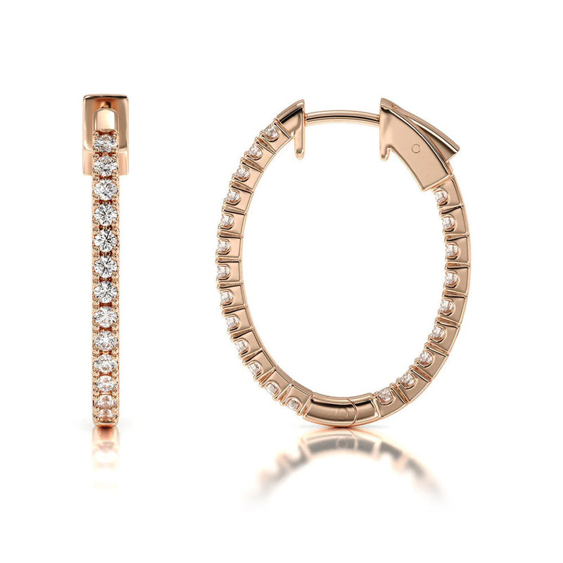 Inside Out Diamond Oval Hoops