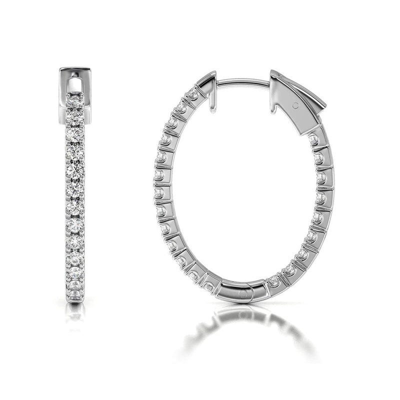 Inside Out Diamond Oval Hoops