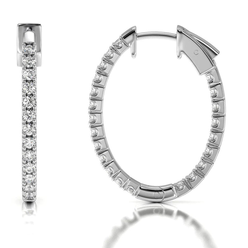 Inside Out Diamond Oval Hoops