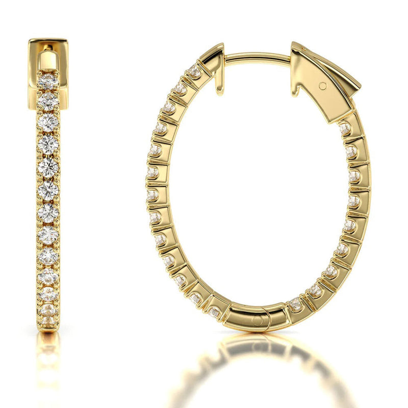 Inside Out Diamond Oval Hoops