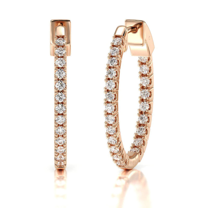 Inside Out Diamond Oval Hoops