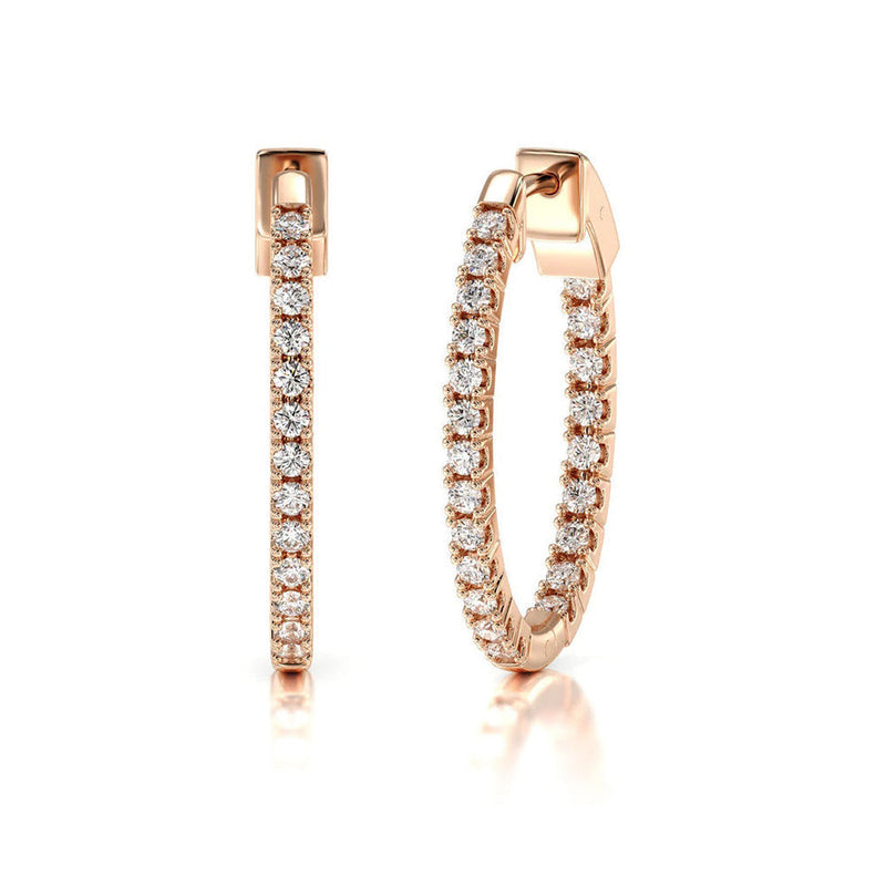 Inside Out Diamond Oval Hoops