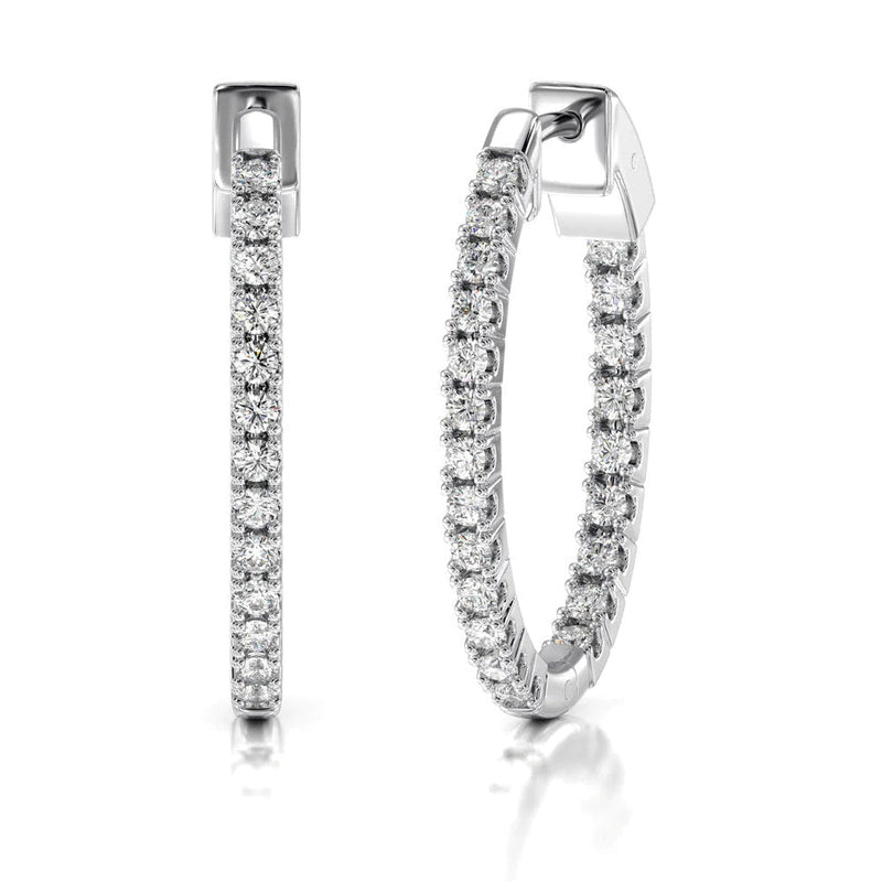 Inside Out Diamond Oval Hoops