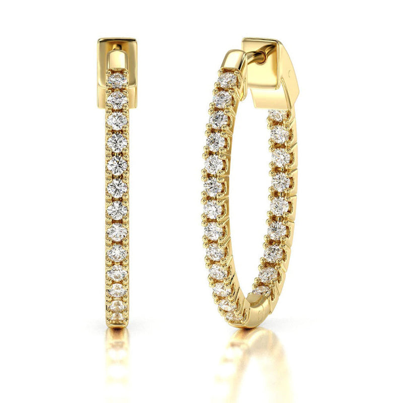 Inside Out Diamond Oval Hoops