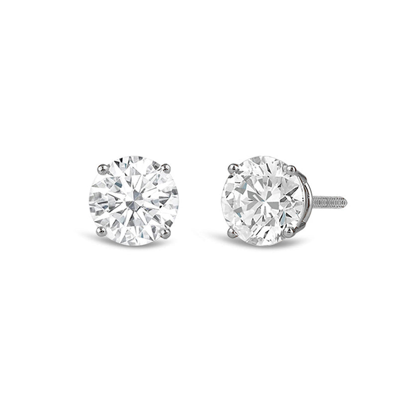Classic Round Diamond Four Prong Studs Earrings (F+ SI+)
