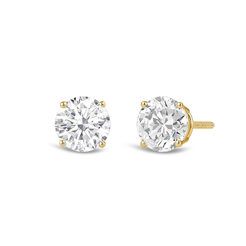 Classic Round Diamond Four Prong Studs Earrings (F+ SI+)