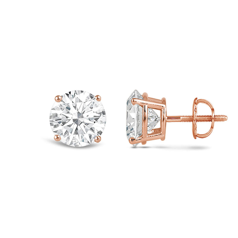 Classic Round Diamond Four Prong Studs Earrings (F+ SI+)