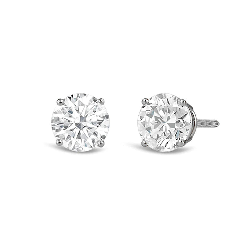 Classic Round Diamond Four Prong Studs Earrings (F+ SI+)