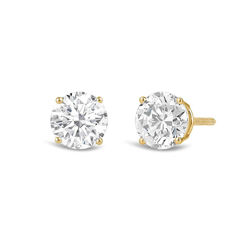 Classic Round Diamond Four Prong Studs Earrings (F+ SI+)