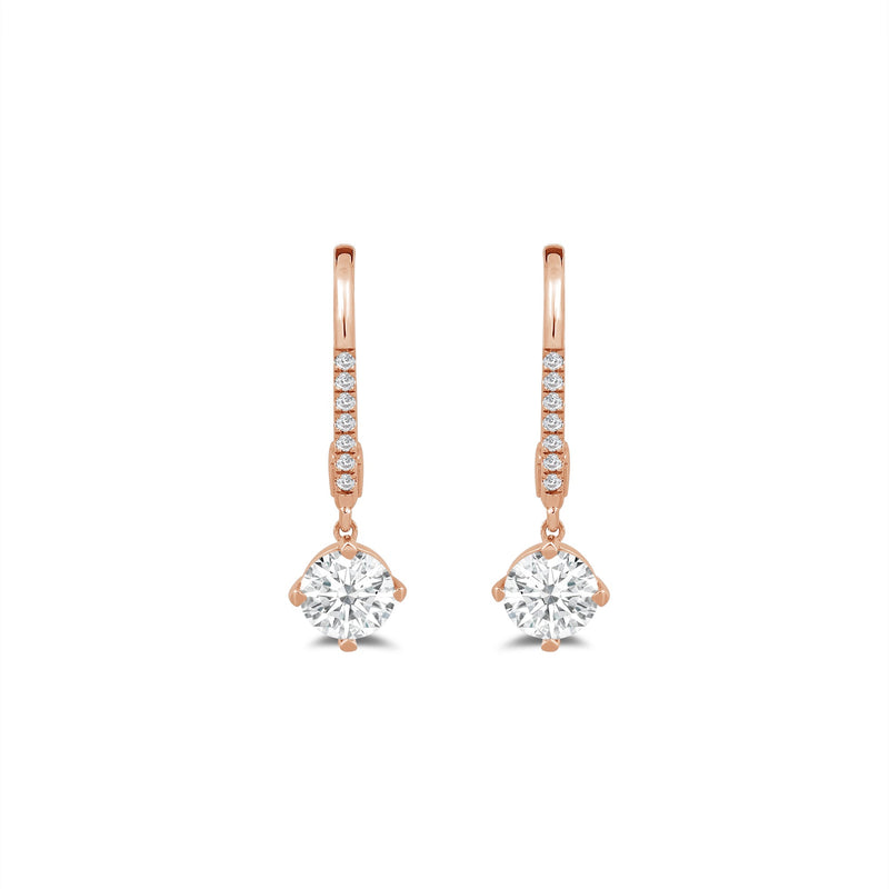 Studded Leverback Round Kite Set Diamond Dangler Earrings