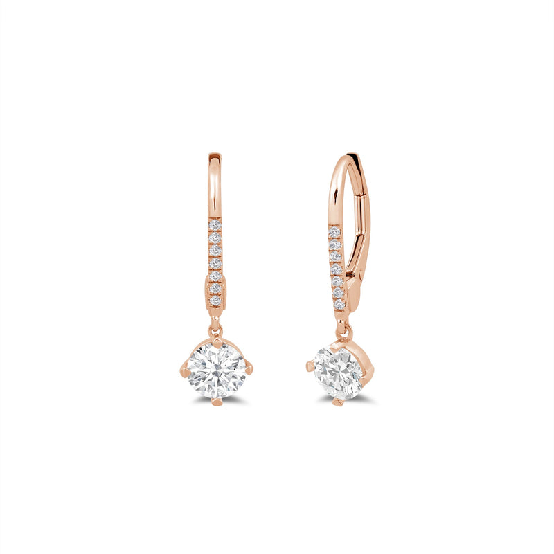 Studded Leverback Round Kite Set Diamond Dangler Earrings