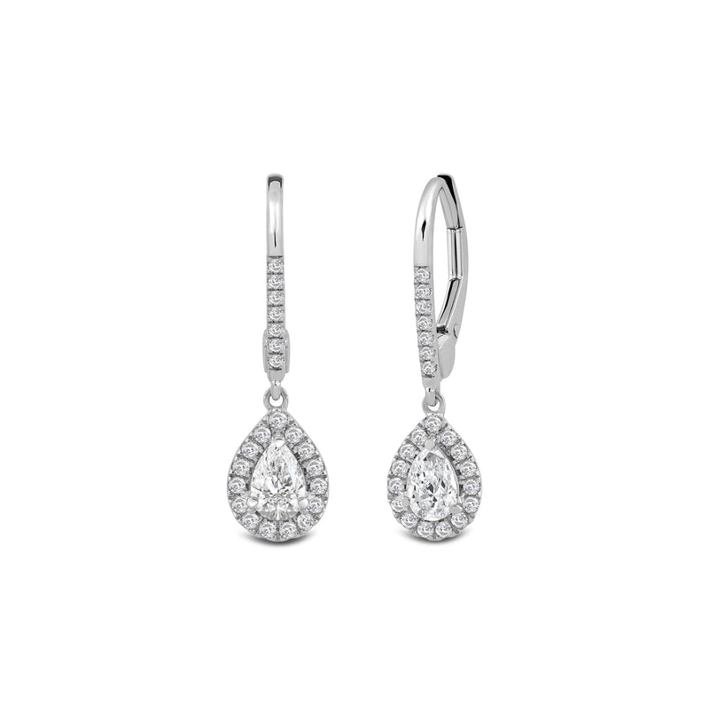 Halo Pear Drop Studded Lever Back Earrings