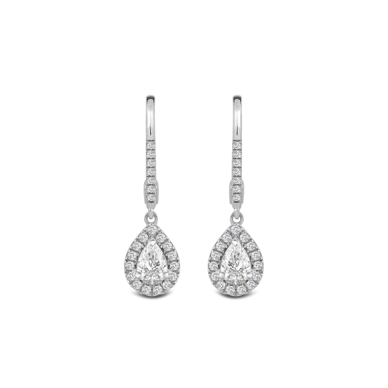 Halo Pear Drop Studded Lever Back Earrings