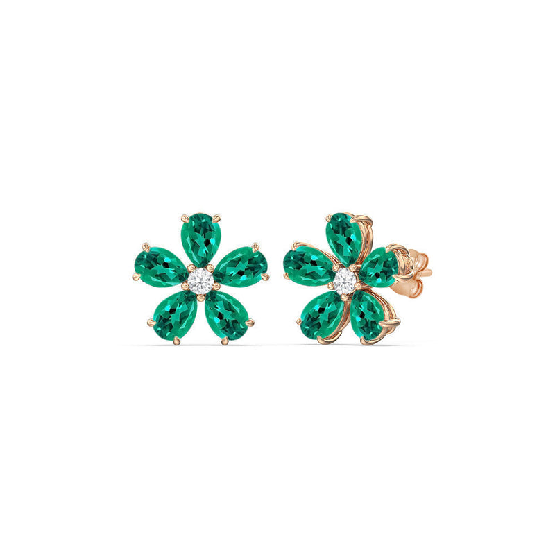 Emerald and Diamond Daisy Studs