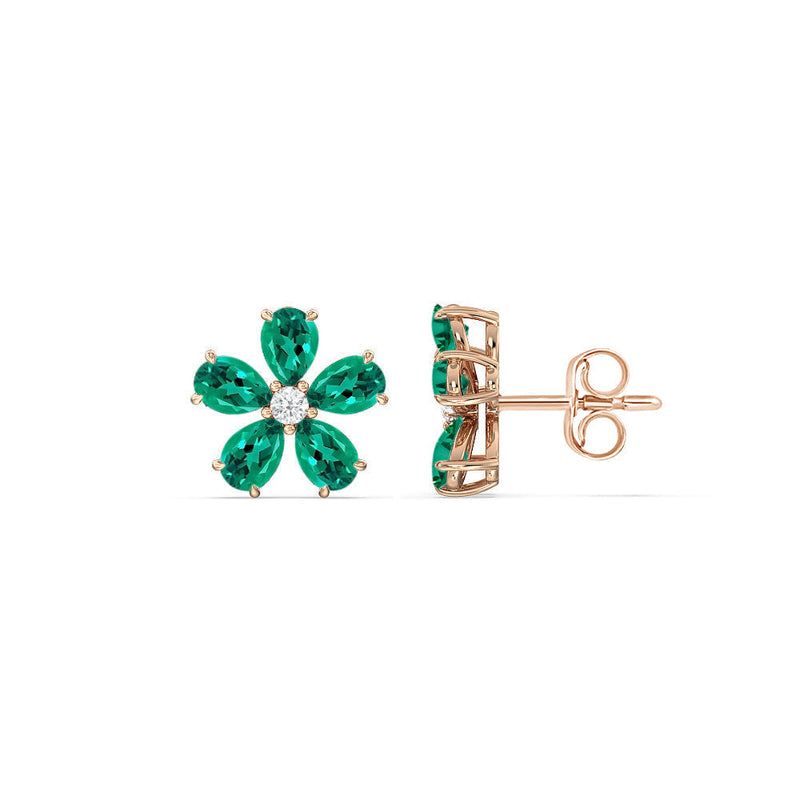 Emerald and Diamond Daisy Studs