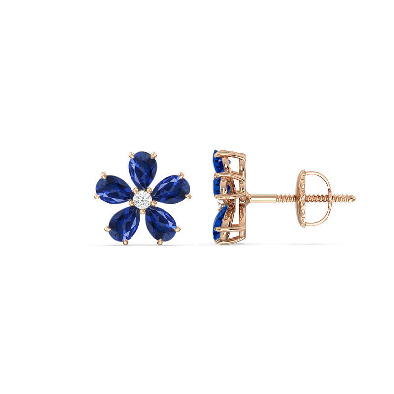 Sapphire and Diamond Daisy Studs