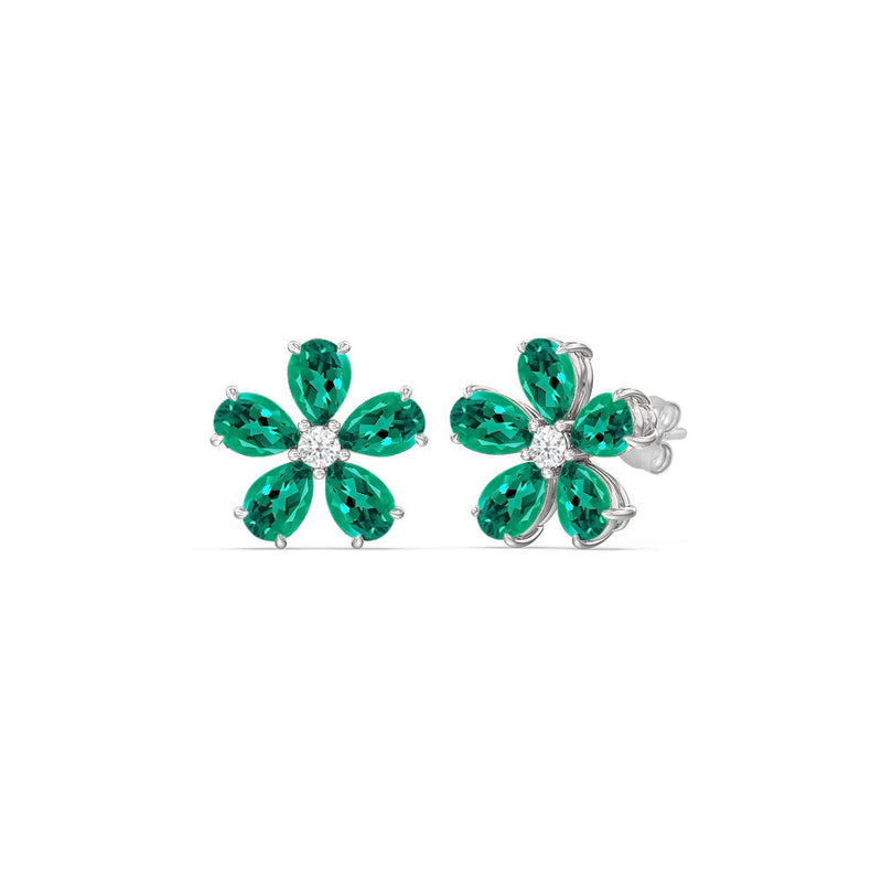 Emerald and Diamond Daisy Studs