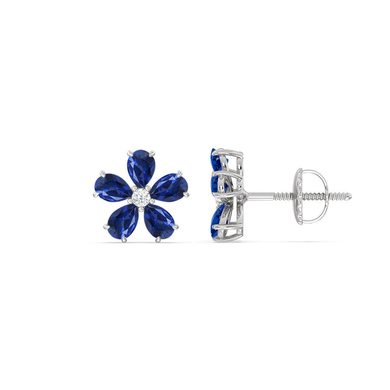 Sapphire and Diamond Daisy Studs