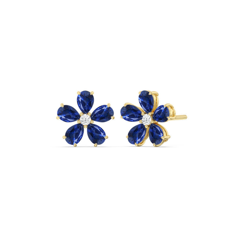 Sapphire and Diamond Daisy Studs