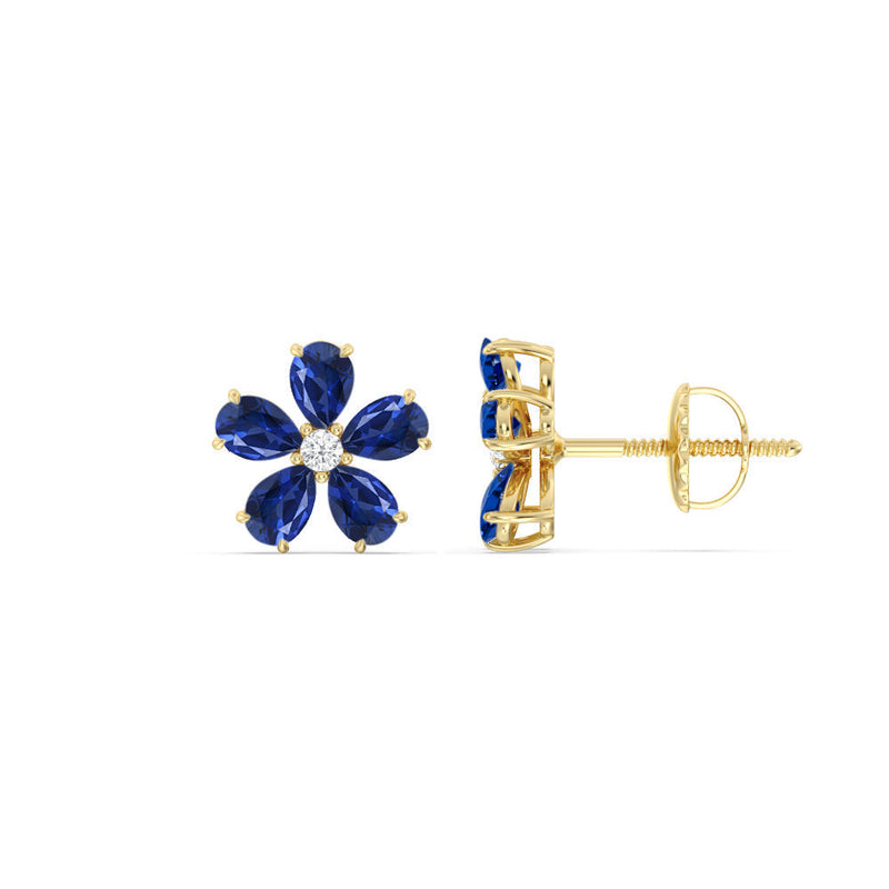 Sapphire and Diamond Daisy Studs