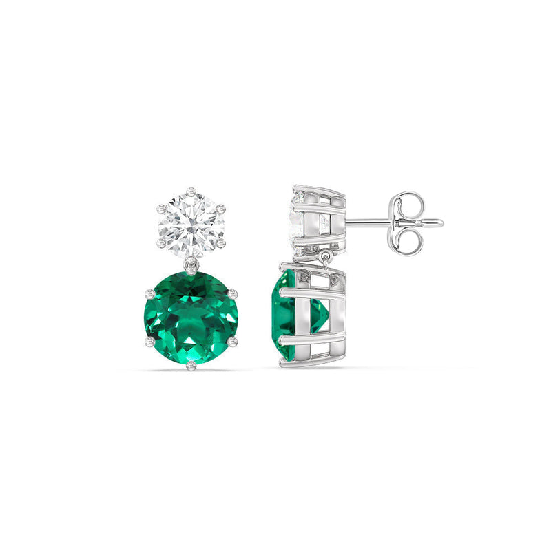 Emerald and Diamond Duo Stud Earrings
