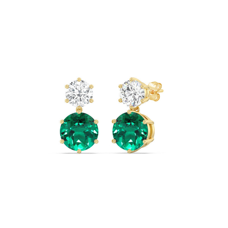 Emerald and Diamond Duo Stud Earrings