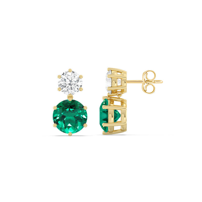 Emerald and Diamond Duo Stud Earrings