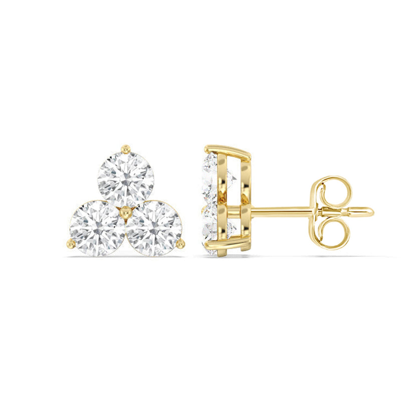 Classic Three Stone Cluster Diamond Earrings