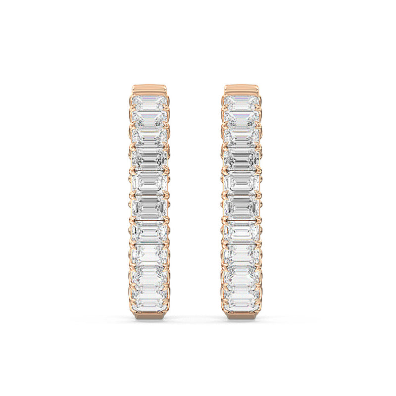 Inside-Out Emerald Shape Hoop Earrings