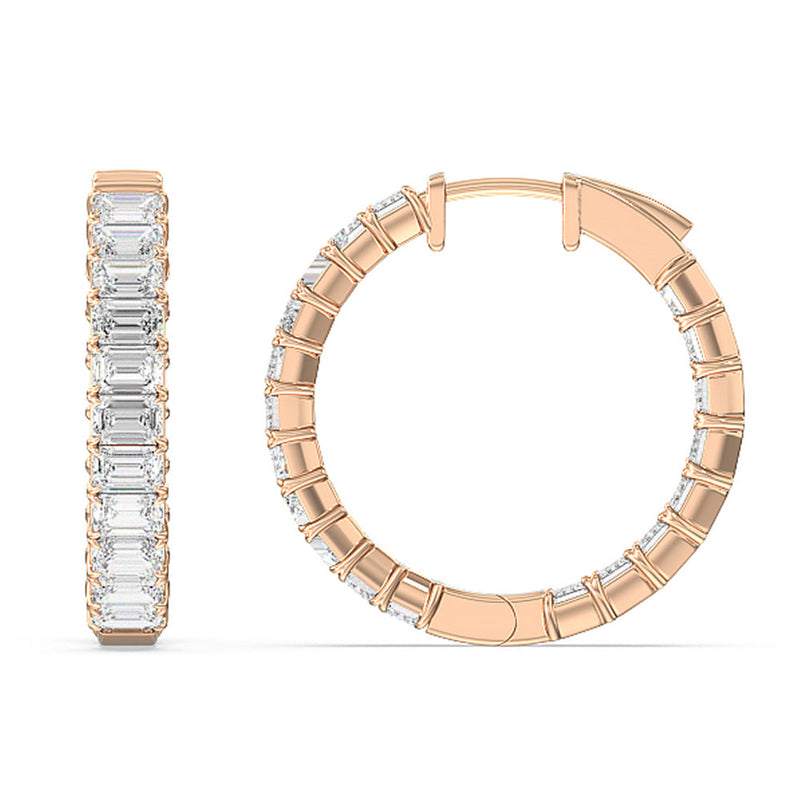 Inside-Out Emerald Shape Hoop Earrings