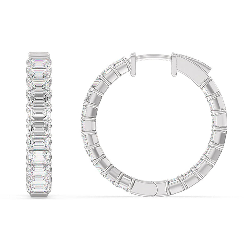 Inside-Out Emerald Shape Hoop Earrings
