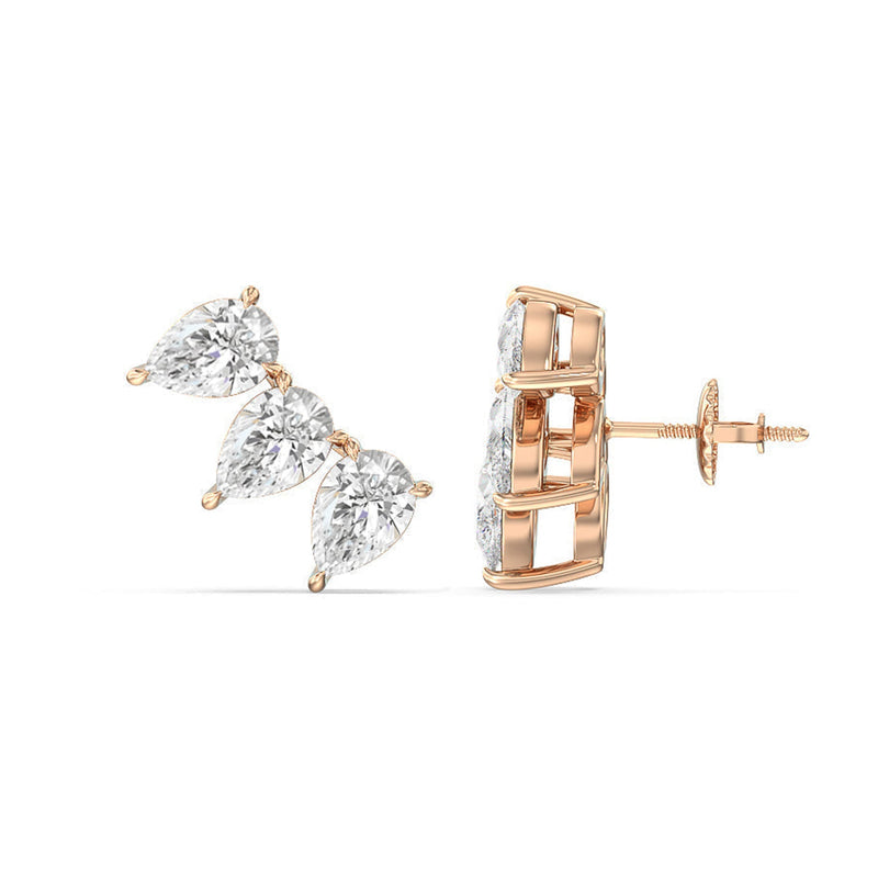 Trilogy Pear Cut Climber Earrings