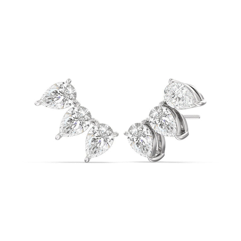 Trilogy Pear Cut Climber Earrings