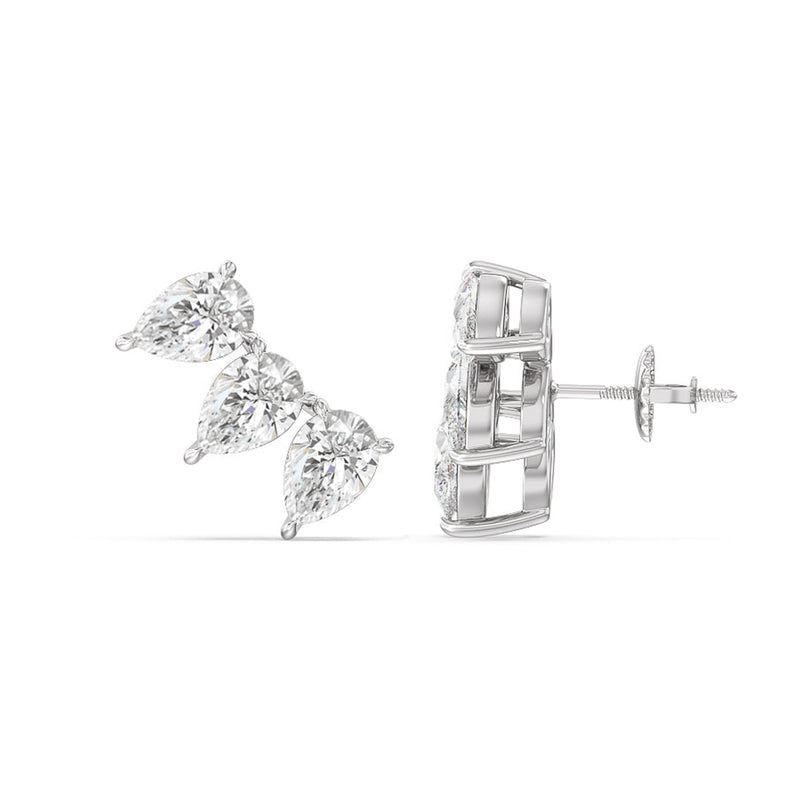 Trilogy Pear Cut Climber Earrings