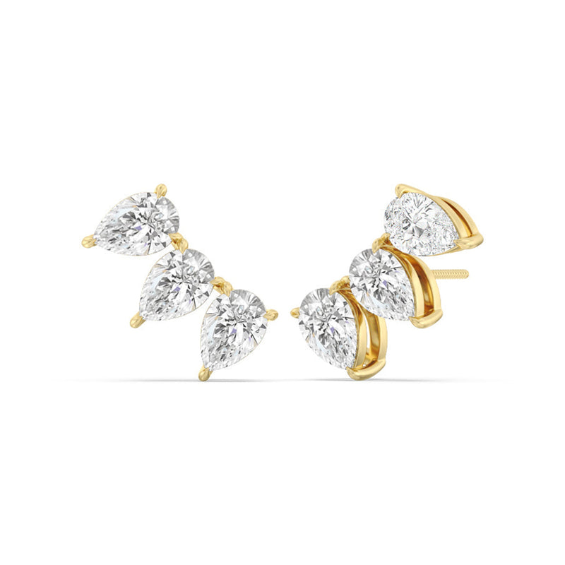 Trilogy Pear Cut Climber Earrings