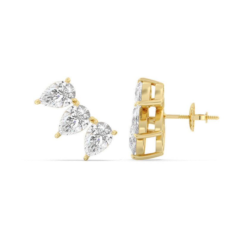 Trilogy Pear Cut Climber Earrings
