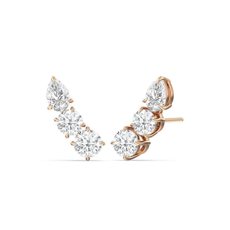 Trilogy Round and Pear Climber Earrings