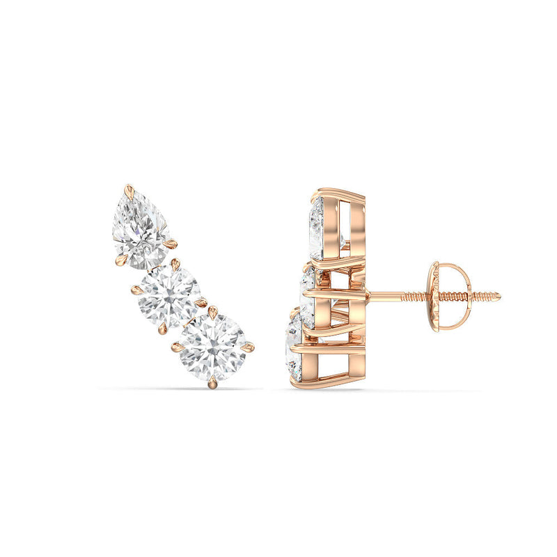Trilogy Round and Pear Climber Earrings