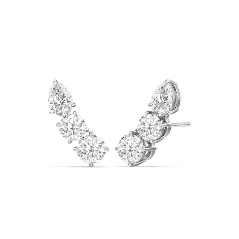 Trilogy Round and Pear Climber Earrings