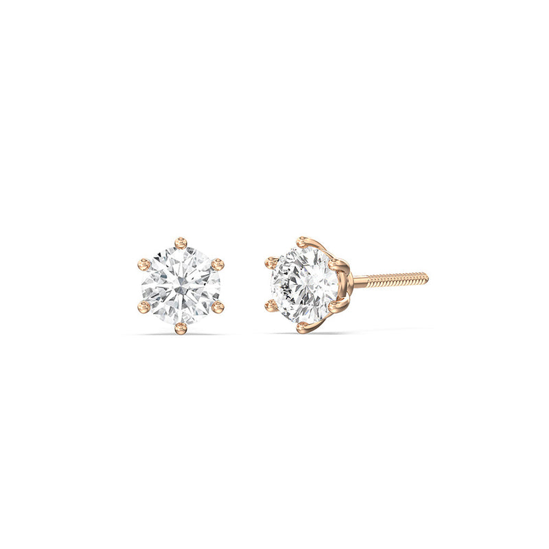 Round Diamond Six Prong Stud Earrings (F/G SI+)
