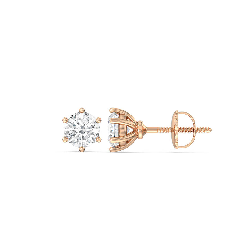 Round Diamond Six Prong Stud Earrings (F/G SI+)