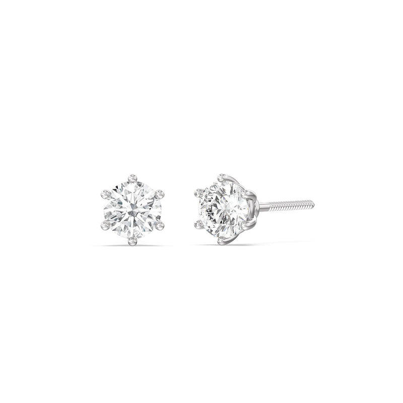 Round Diamond Six Prong Stud Earrings (F/G SI+)